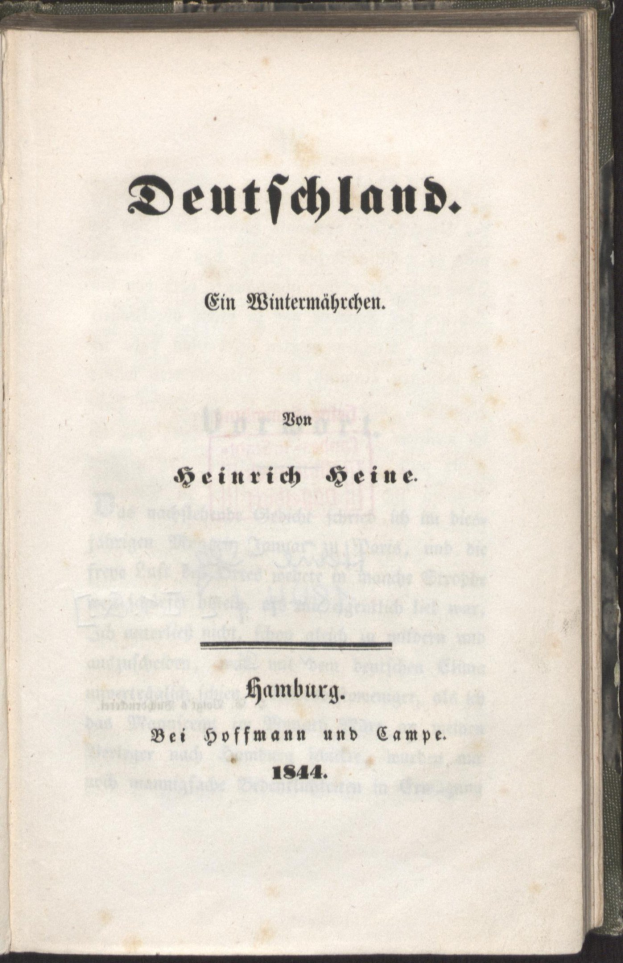 An old book titled "Deutschland" against a black background.