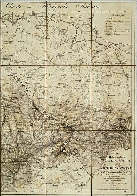 Old map of the British Empire in the 19th century, highlighting the Kingdom of Saxony-Anhalt, printed on aged paper with additional text.