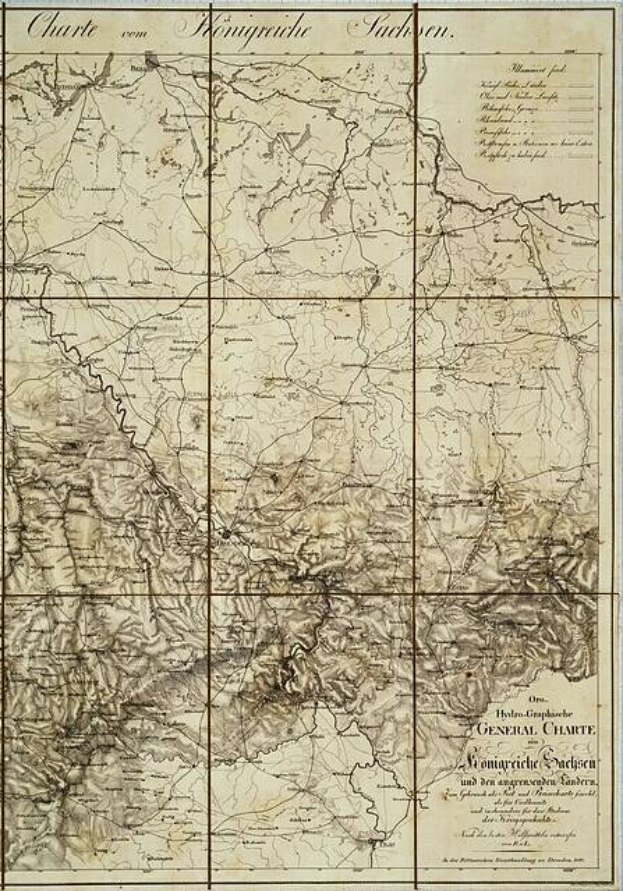 Old map of the British Empire in the 19th century, highlighting the Kingdom of Saxony-Anhalt, printed on aged paper with additional text.