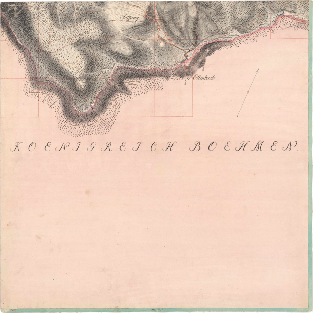 Old detailed map of Koesjrejch Boekmen with streets, buildings, and text including population data.