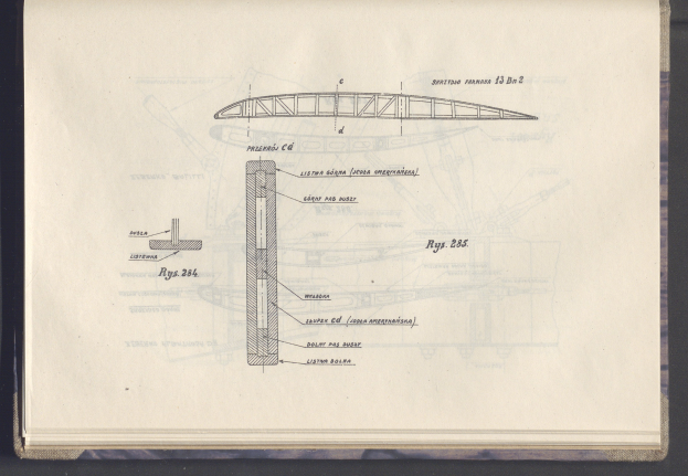 A book cover featuring a detailed technical drawing of an airplane with labeled components such as wings, propellers, and engines, accompanied by explanatory text.