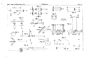 Eine Zeichnung einer Maschine mit Berechnungen, die ein Patent für eine Vorrichtung zeigt, die die Geschwindigkeit und Richtung eines Objekts misst, mit beschreibendem Text.