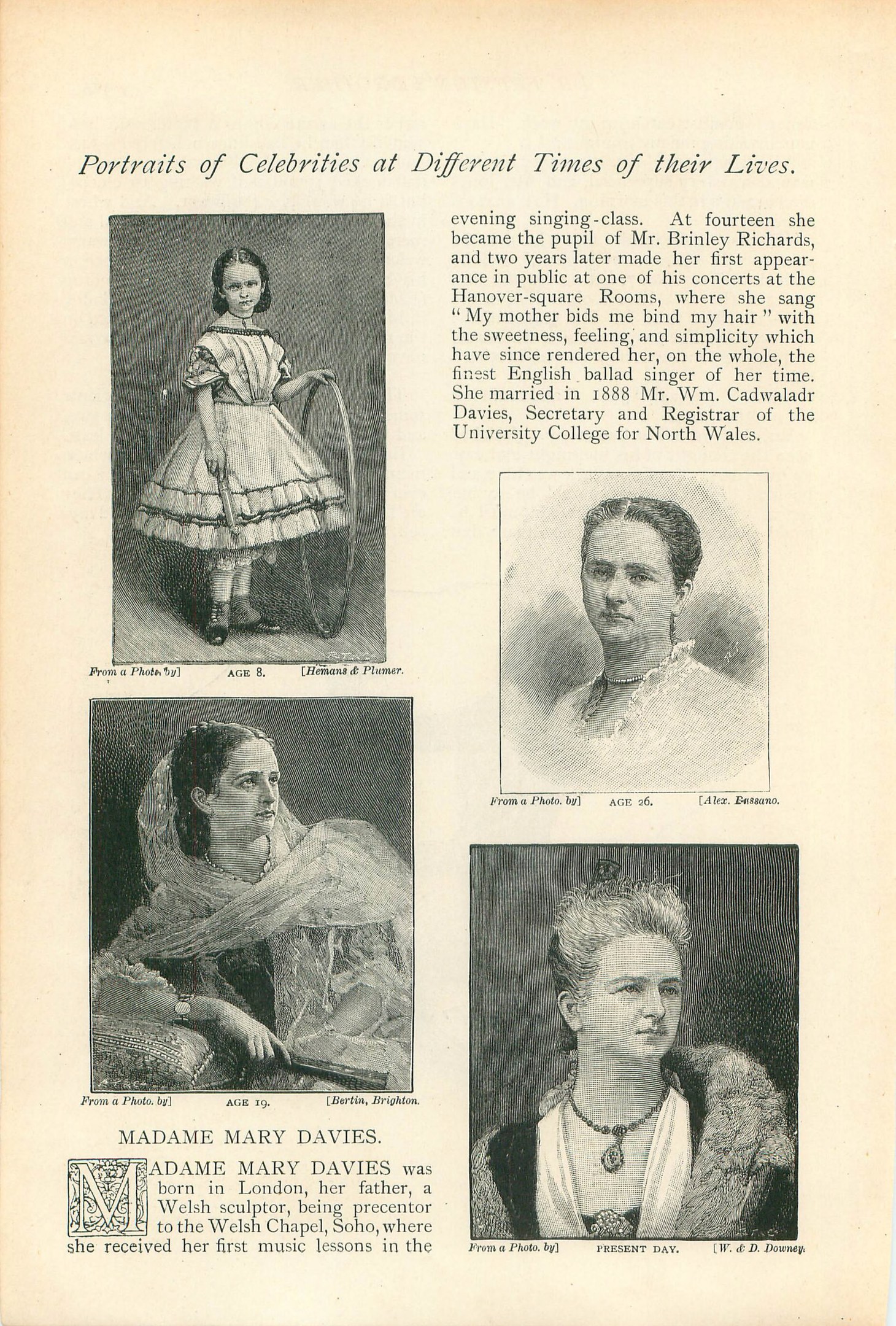 Ein offenes altes Buch mit Bildern von Frauen auf seinen Seiten, mit sichtbarem Text und Illustrationen, die ihr Leben darstellen.