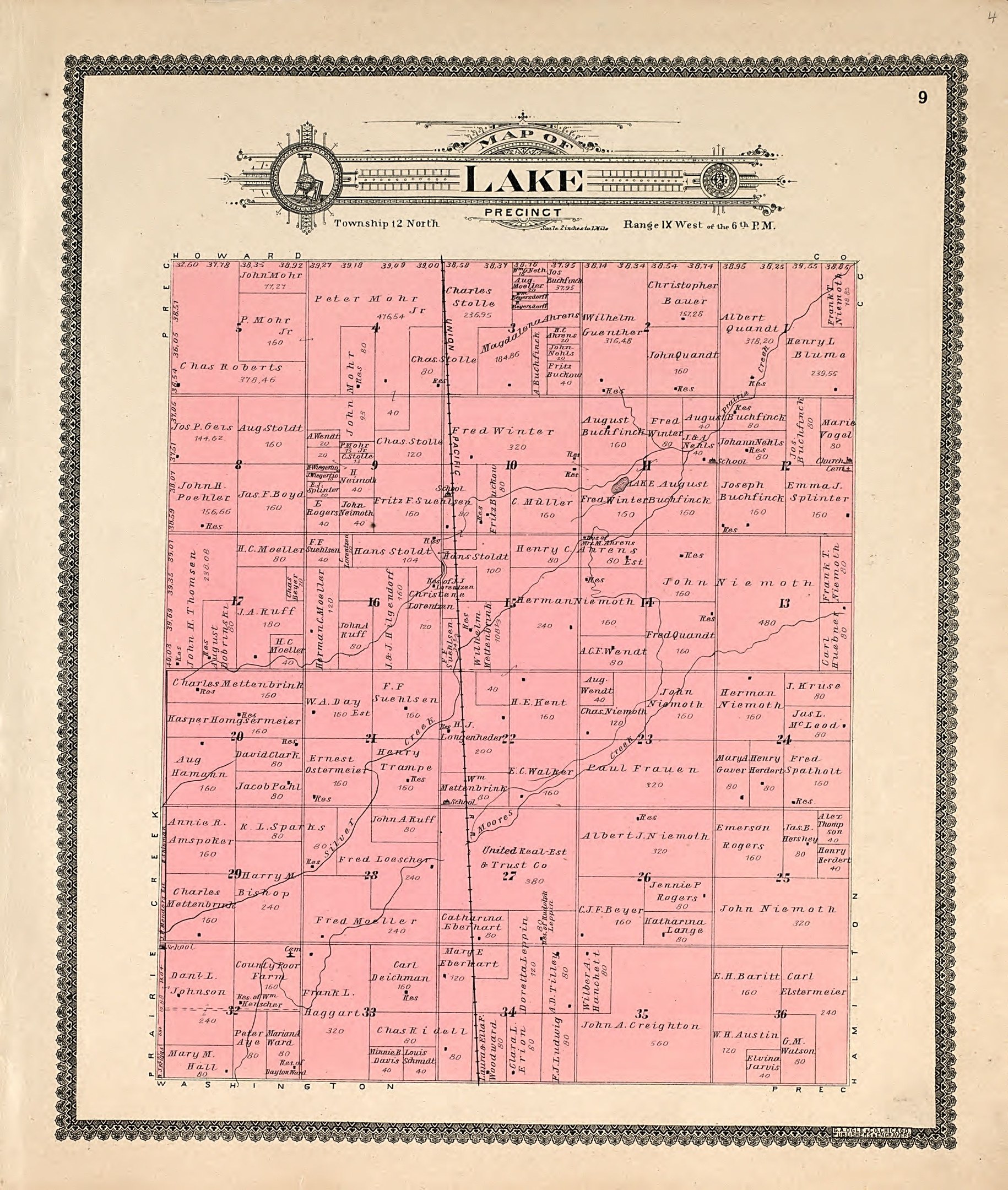 Old map of Minnesota with Lake County highlighted, printed on paper with text at top and bottom.