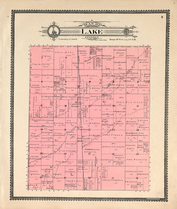 Old map of Minnesota with Lake County highlighted, printed on paper with text at top and bottom.