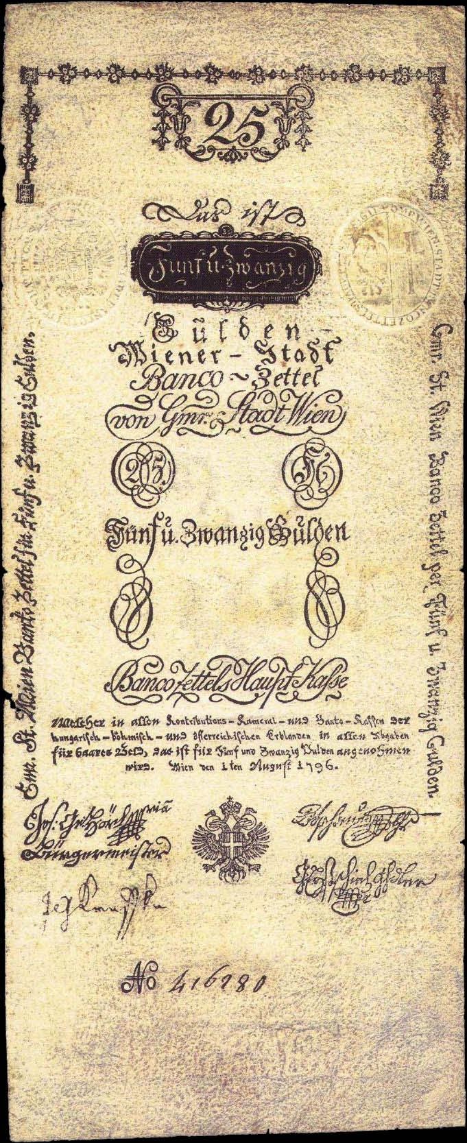 Alte deutsche Banknote mit schwarzem Hintergrund, Porträt eines Mannes, Text 'Schweiz 25 Pfennig' und ein Stempel auf der rechten Seite.