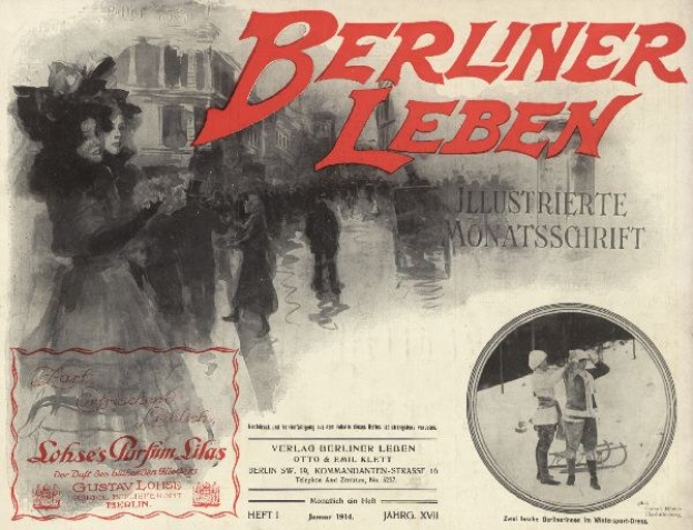 Altes Buch mit dem Titel 'Berliner Leben' zeigt ein Foto von Menschen in traditioneller deutscher Tracht auf dem Cover.