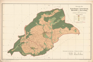 Ein detaillierter alter Stadtplan von Hamburg, Deutschland, der Straßen, Gebäude, Sehenswürdigkeiten und Text mit zusätzlichen Informationen zur Stadt zeigt.