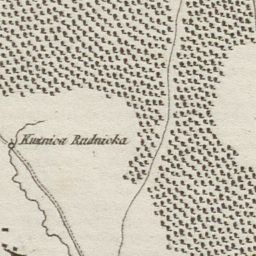 Detailed old map of Kuznetsov, Russia, displaying streets, buildings, and landmarks with accompanying text about the city's population, history, and culture.
