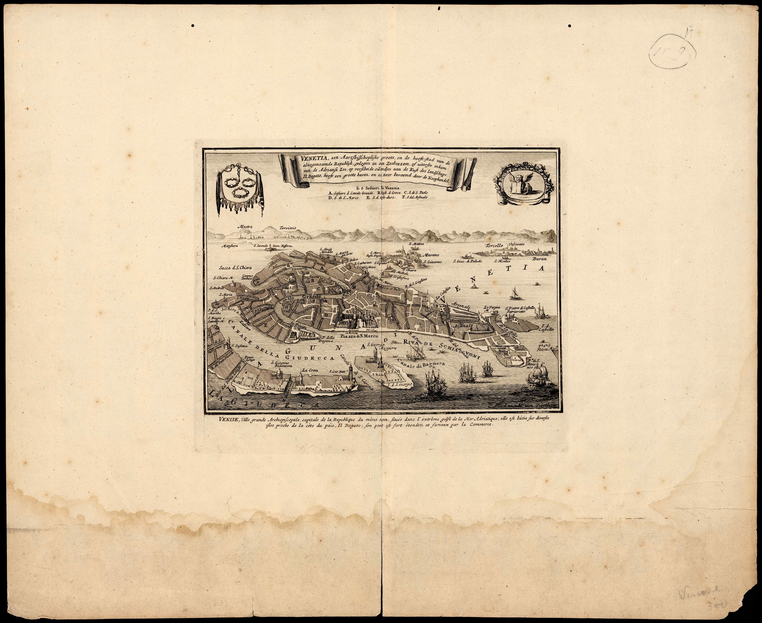 Old book with a detailed map of London on its cover, showing streets, buildings, and landmarks, accompanied by descriptive text.