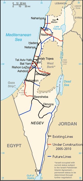 Eine detaillierte Karte von Israel und Palästina mit Text und Linien, die den Konflikt veranschaulichen, einschließlich Städte, Flüsse und geografische Merkmale.