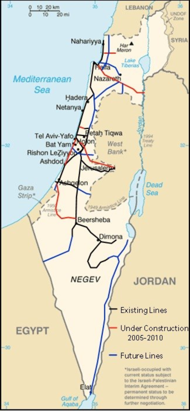 Eine detaillierte Karte von Israel und Palästina mit Text und Linien, die den Konflikt veranschaulichen, einschließlich Städte, Flüsse und geografische Merkmale.