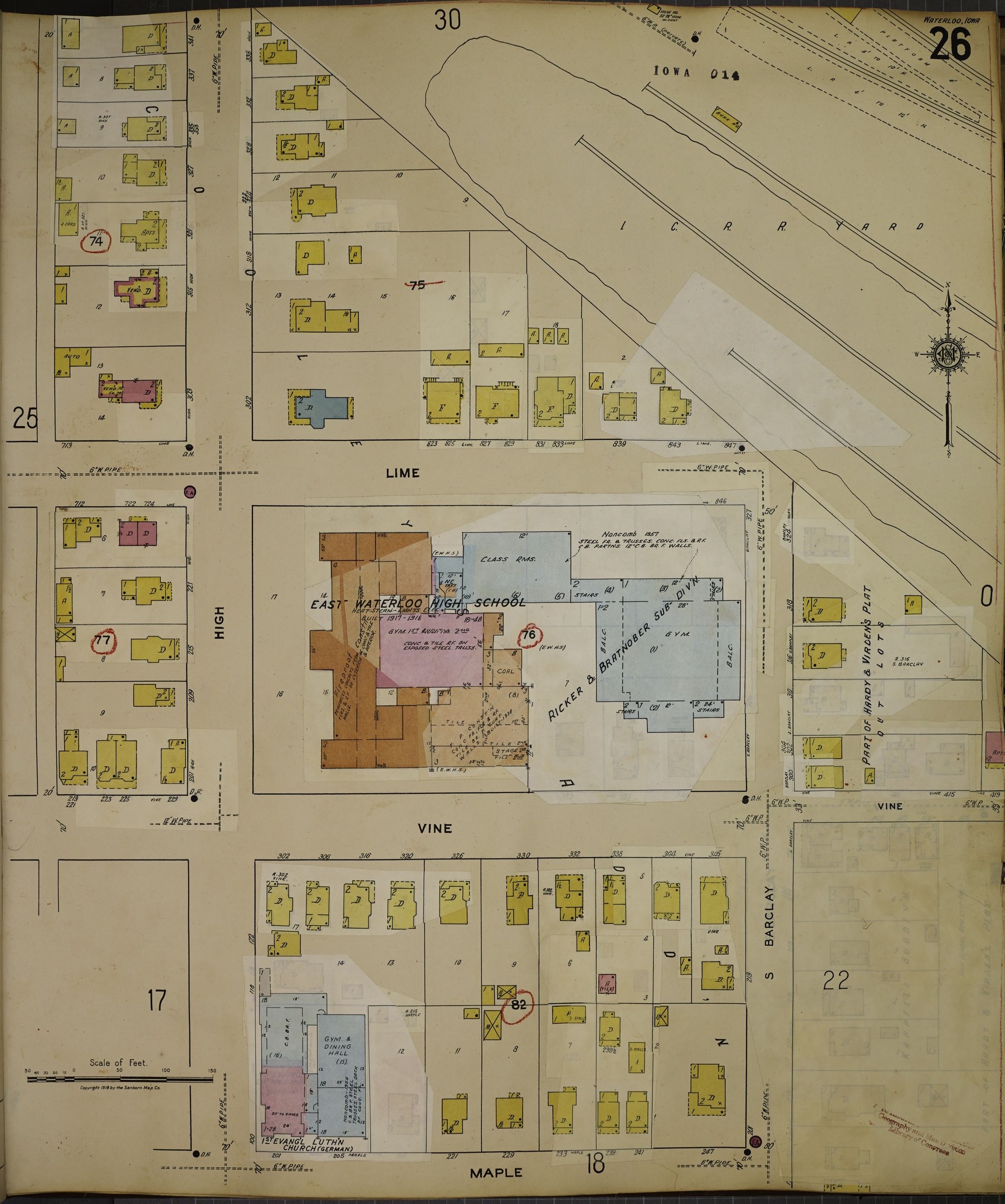 Old map of San Francisco, California, highlighting the East Mathew County School District area with streets, buildings, and landmarks.